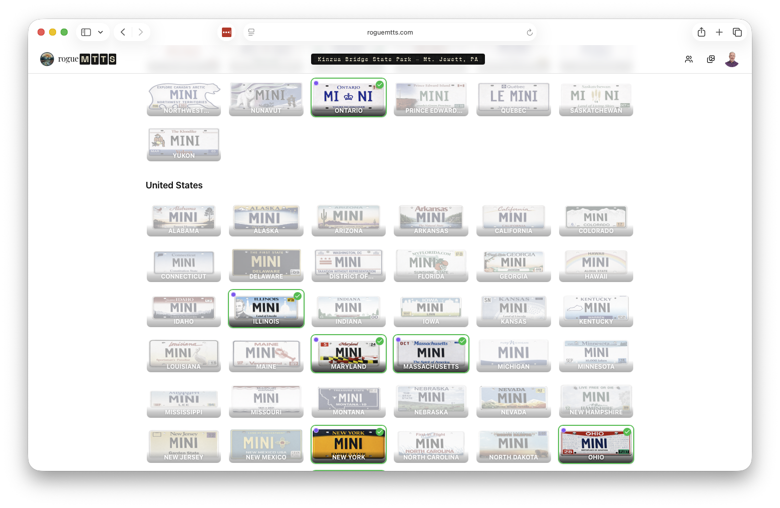 License plate hunt scoreboard showing team progress