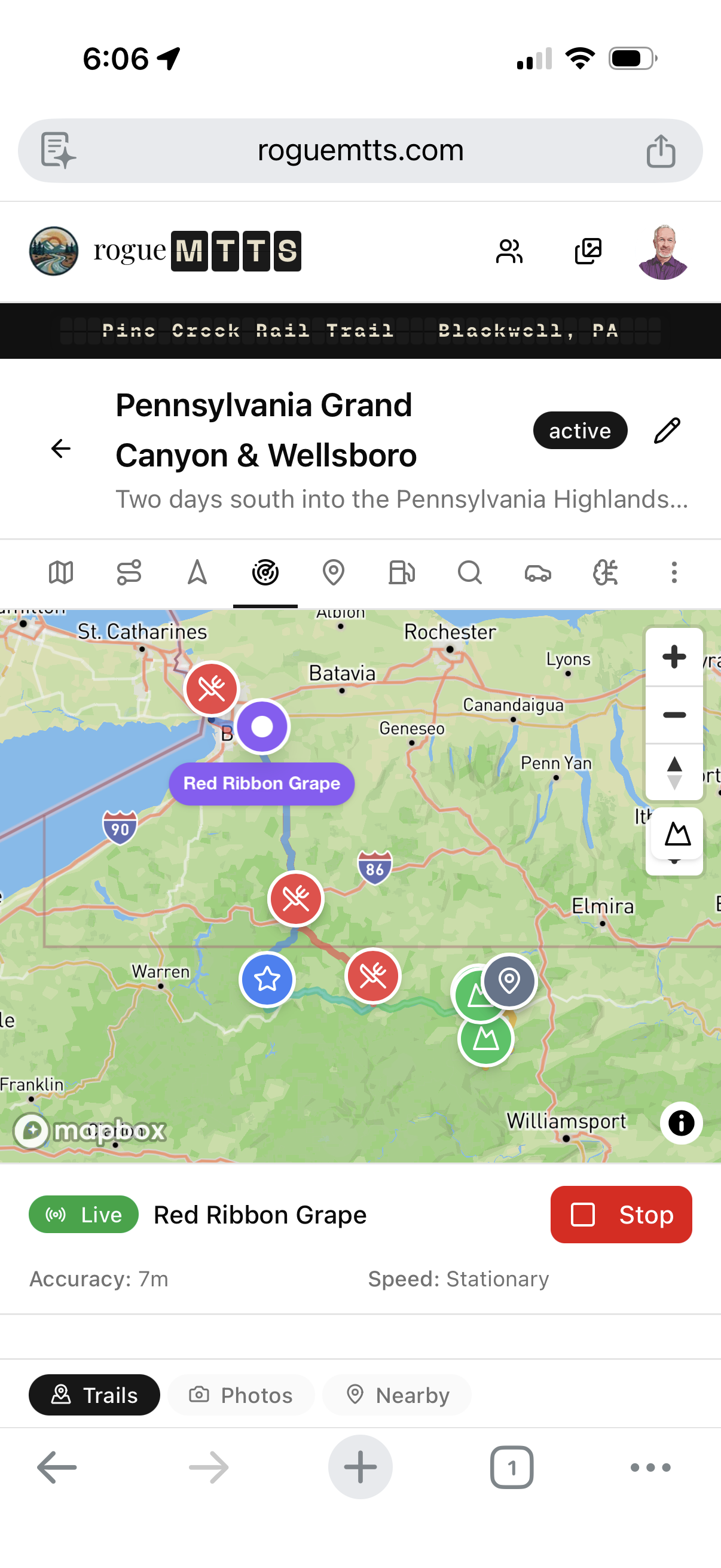 Live tracking view on iPhone showing team locations on a map